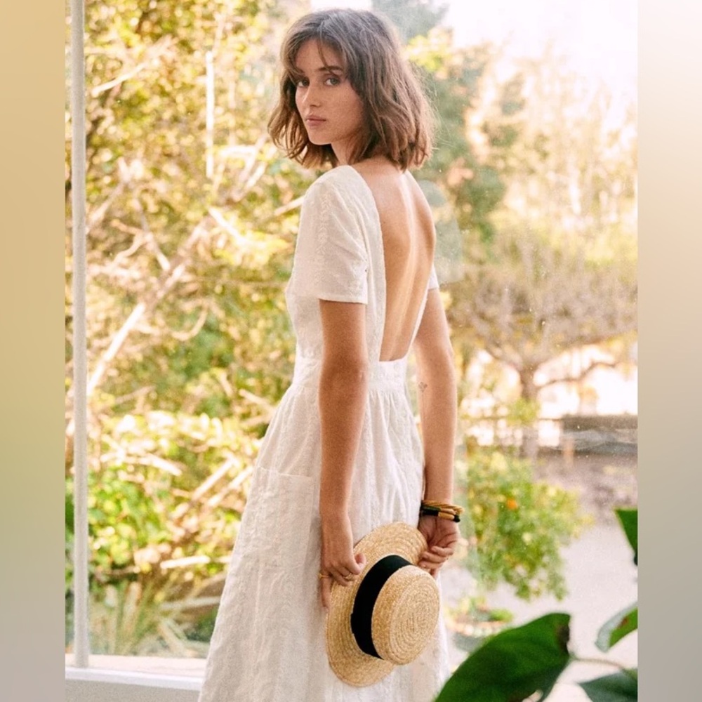 Sezane White Odalie Dress size 38 us size 6